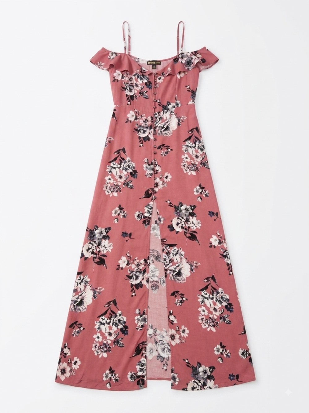 Gypsies & Moondust Dusty Rose Floral Off-Shoulder Maxi Dress